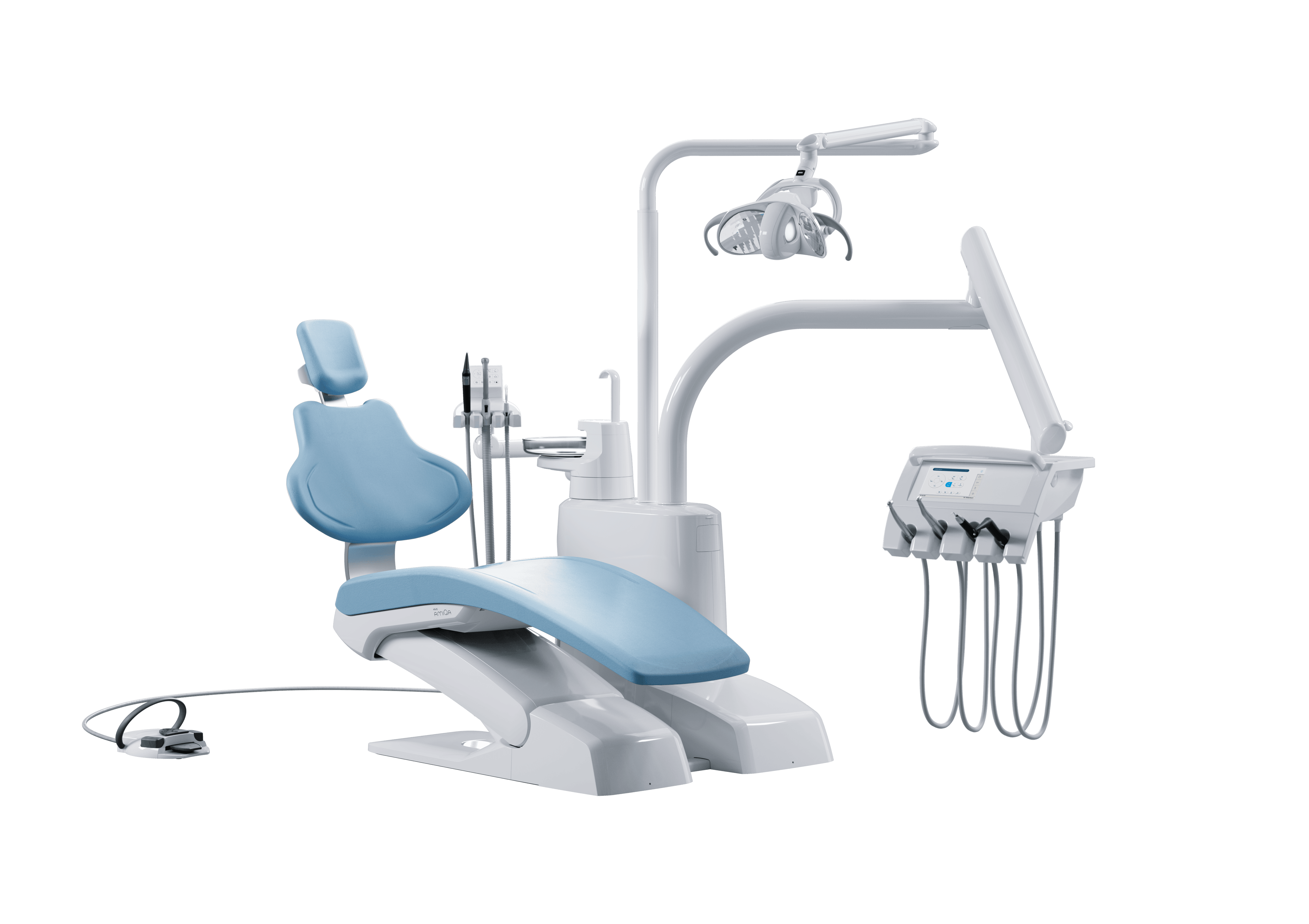 amiQa_TM_with-foot-control_frost_7oclock_transparent KaVo amiQa Dental Unit - Image 1