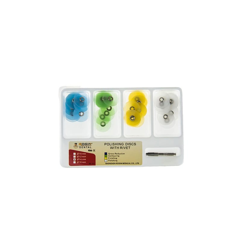 ROGIN DENTAL Composite Polishing Discs Assortment Kit (10-16mm) with Rivet/Mandrel