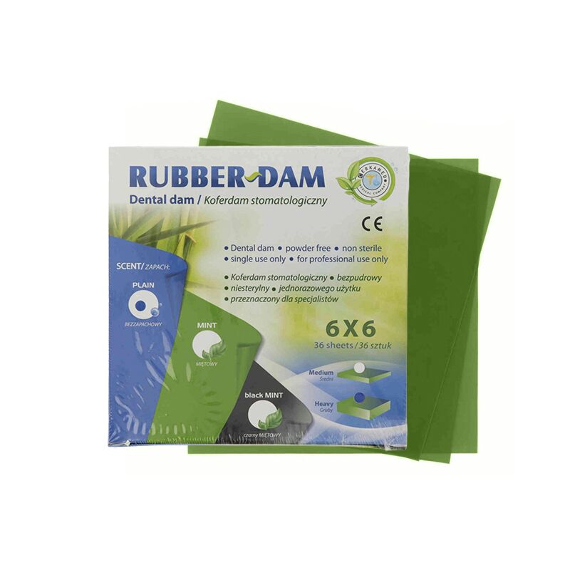 RUBBER-DAM-MED-MINT-GREEN-Sku-cp003 Professional Dental Rubber Dam - mint flavor, green color