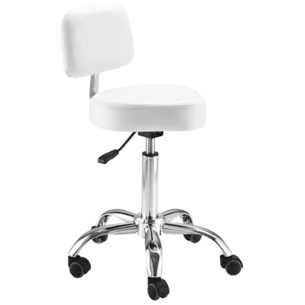 White Shaped Stool with Backrest - Image 1