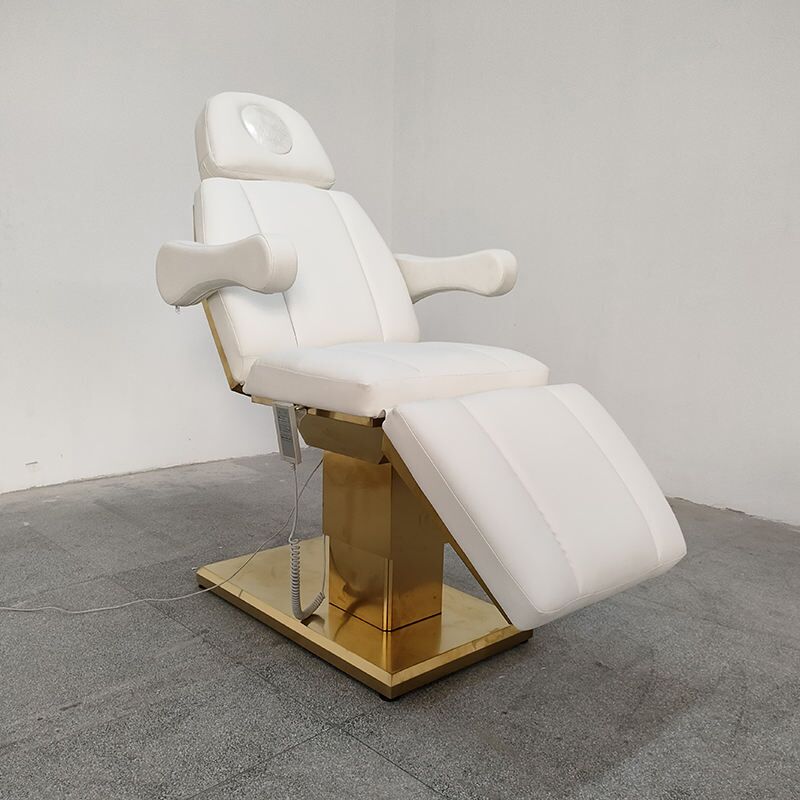 Premium grey dermatology chair with heavy-duty stainless steel base, 3-motor exam chair Dubai