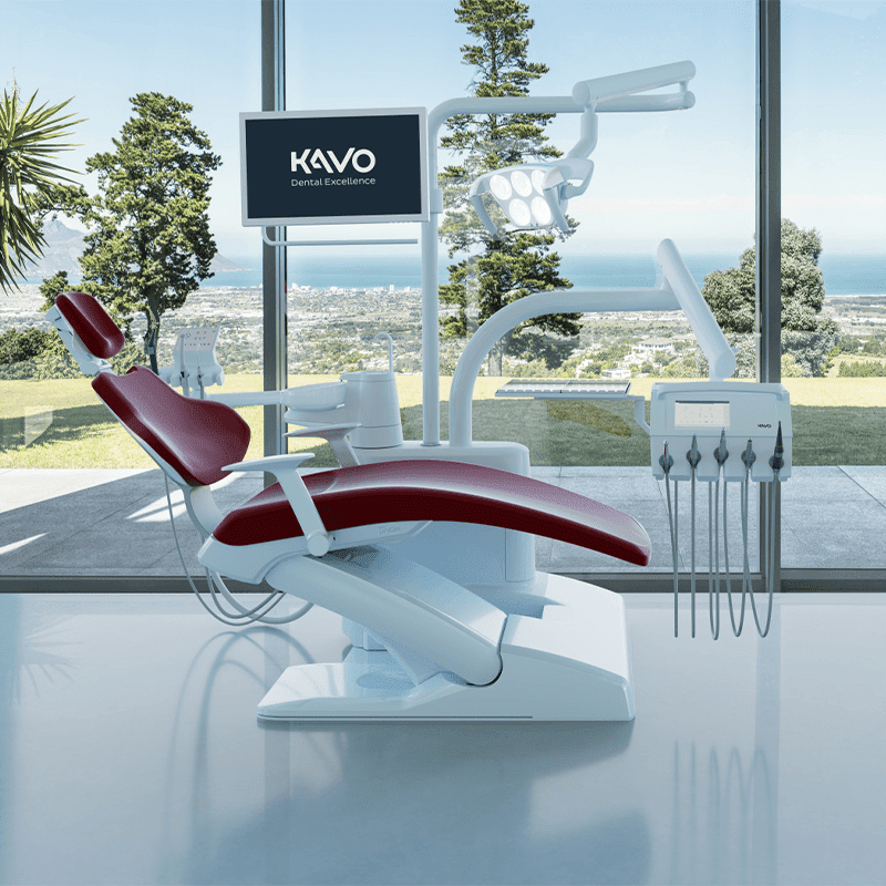 Praxisausstattung_uniQa-bookazine_background-blue_9clock-background_8192px KaVo dental chair model-uniQa™ - Image 1